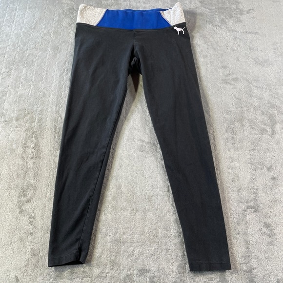 PINK Victoria's Secret Pants - PINK‎ Kentucky Leggings Women Medium Black Crop Gym Preppy Pants Workout